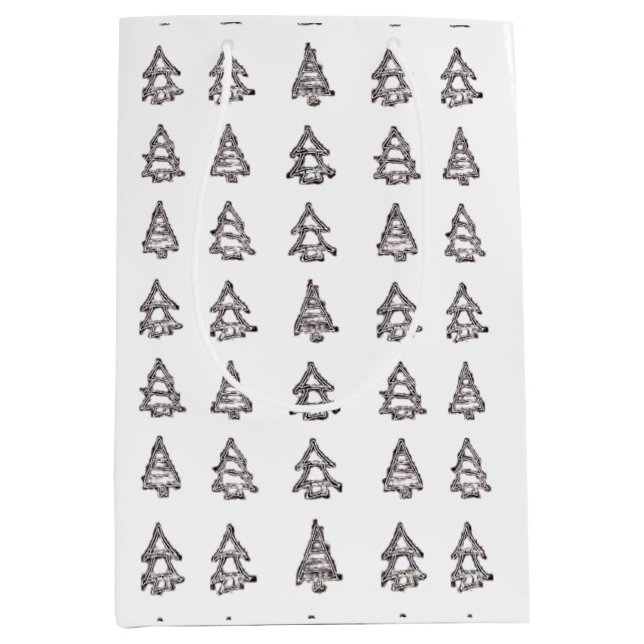 Mediana Bolsa de regalo de árbol blanco y negro (Anverso)
