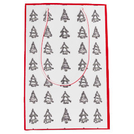 Mediana Bolsa de regalo de árbol blanco y negro (lados roj