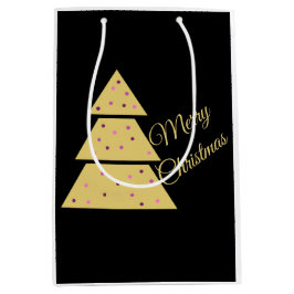 Mediana Bolsa de regalo de árbol de Navidad dorado
