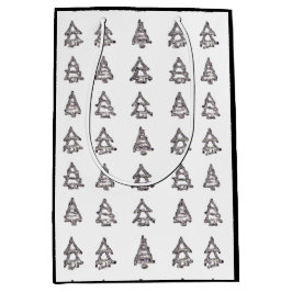Mediana Bolsa de regalo de árbol en negro y blanco (lados 