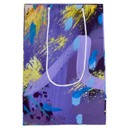 Mediana Bolsa de regalo de arte abstracto morado y amarill