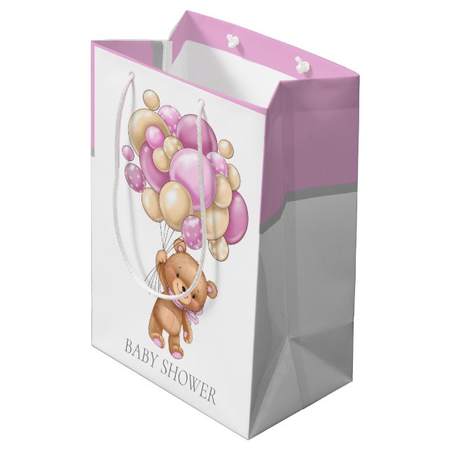 Mediana Bolsa de regalo de Baby Shower Chica Teddy (Angulo reverso)