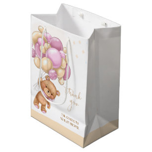 Mediana Bolsa de regalo de Baby Shower de los globos rosad