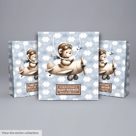 Mediana Bolsa de regalo de Baby Shower de Teddy Bear Vinta