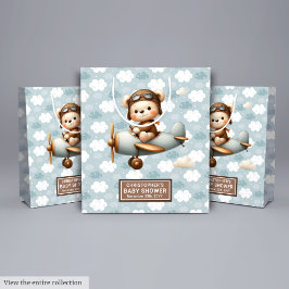 Mediana Bolsa de regalo de Baby Shower monograma con arte 