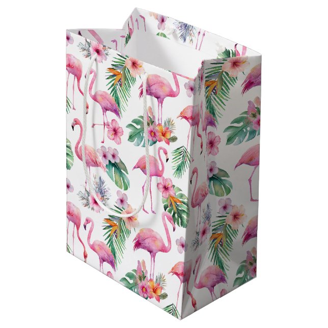 Mediana Bolsa de regalo de Baby Shower tropical Flamingo r (Angulo reverso)