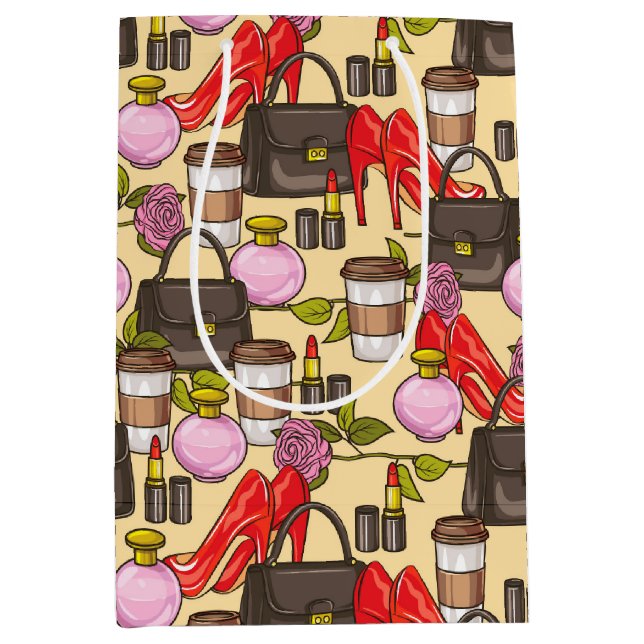 Mediana Bolsa de regalo de belleza con estilo café de maqu (Anverso)