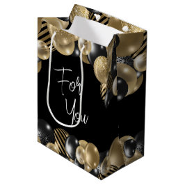 Mediana Bolsa de regalo de Black Gold Parting Favor para i