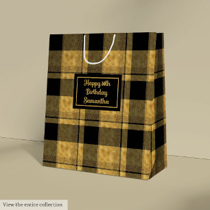 Mediana Bolsa de regalo de boda con brillo dorado negro mi