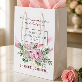 Mediana Bolsa de regalo de boda de onda rosa y floral