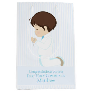 Mediana Bolsa de regalo de Brunette Boy First Community