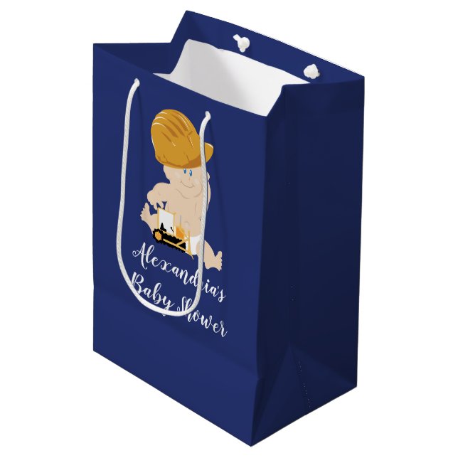 Mediana Bolsa de regalo de bulldozer para bebé de construc (Angulo Anverso)