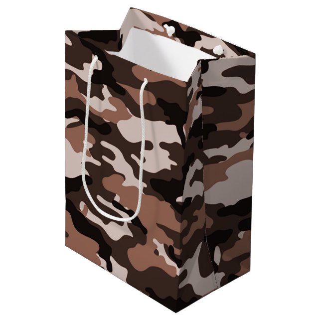 Mediana Bolsa de regalo de camuflaje marrón (Angulo Anverso)