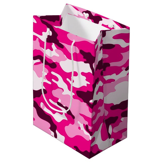 Mediana Bolsa de regalo de camuflaje rosa (Angulo Anverso)