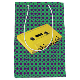 Mediana Bolsa de regalo de Casete Amarillo PopArt
