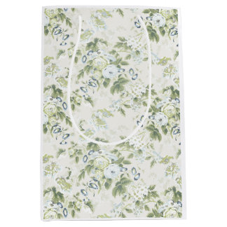 Mediana Bolsa de regalo de chintz verde salvia, estampado 