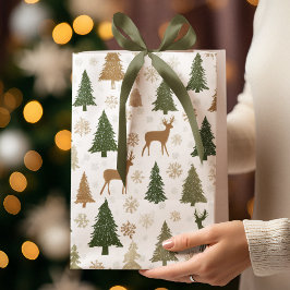 Mediana Bolsa de regalo de ciervos caprichosos y árboles d