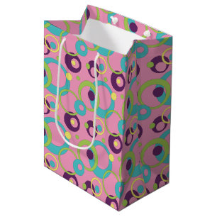 Mediana Bolsa de regalo de círculos rosados funky