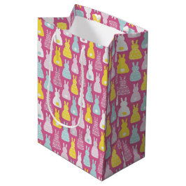 Mediana Bolsa de regalo de conejo conejo de pascua rosa