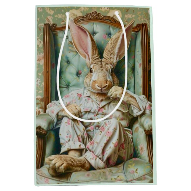 Mediana Bolsa de regalo de conejo sofisticada (Anverso)