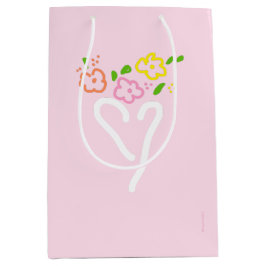 Mediana Bolsa de regalo de corazón floral rosa