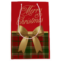Bolsa de regalo de cuadros escoceses de Navidad el