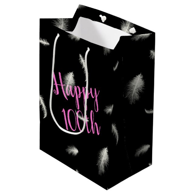 Mediana Bolsa de regalo de cumpleaños 100 (Angulo Anverso)