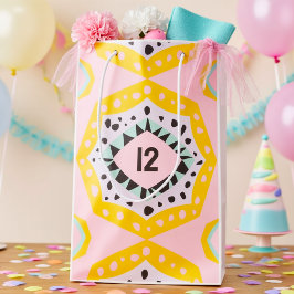 Mediana Bolsa de regalo de cumpleaños colorida con formas