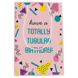 Mediana Bolsa de regalo de cumpleaños con jerga rosa retro