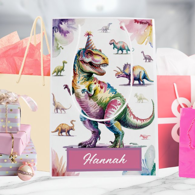 Mediana Bolsa de regalo de cumpleaños de dinosaurios perso (Subido por el creador)