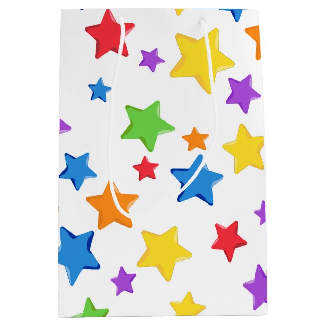 Mediana Bolsa de regalo de cumpleaños de estrella multicol (Anverso)