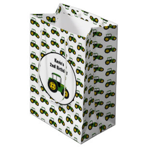 Mediana Bolsa de regalo de cumpleaños de Green Tractor