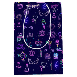 Mediana Bolsa de regalo de cumpleaños de princesa | Bolsa
