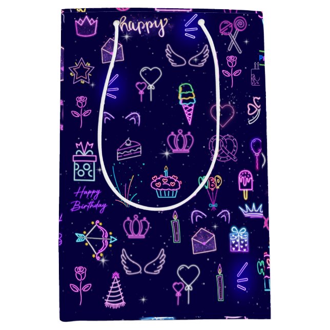 Mediana Bolsa de regalo de cumpleaños de princesa | Bolsa  (Anverso)