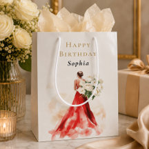 Bolsa de regalo de cumpleaños de vestido rojo de l