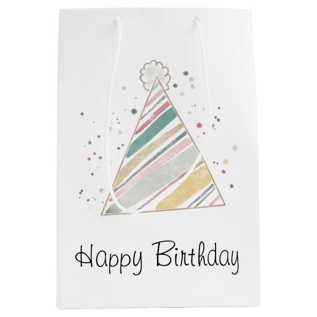 Mediana Bolsa de regalo de cumpleaños feliz (Anverso)