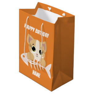 Mediana Bolsa de regalo de cumpleaños para gatos Kitty pe