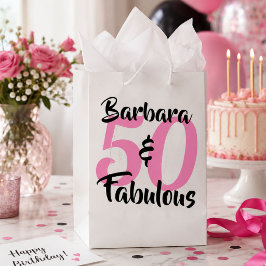 Mediana Bolsa de regalo de cumpleaños personalizada 50 y f
