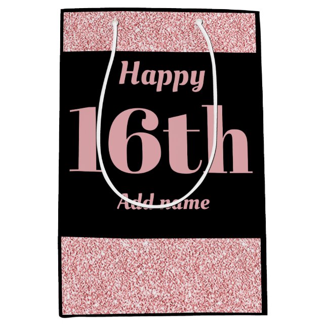 Mediana Bolsa de regalo de cumpleaños personalizada y eleg (Anverso)