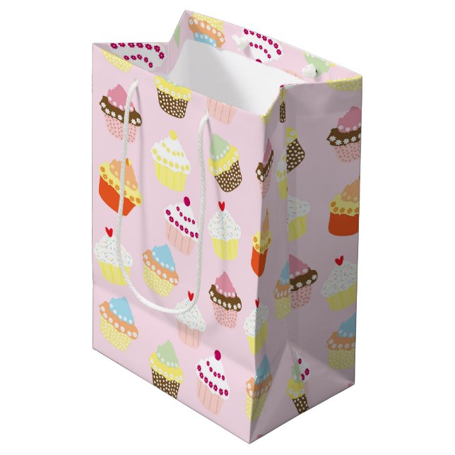 Mediana Bolsa de regalo de cupcakes coloridos (Angulo Anverso)