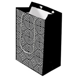 Mediana Bolsa de regalo de diseño azteca blanca y negra a