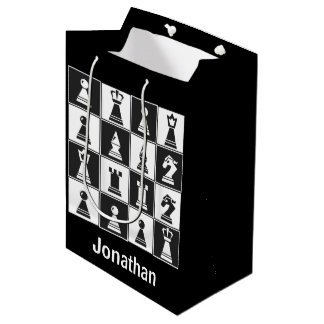 Mediana Bolsa de regalo de diseño de ajedrez
