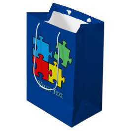 Mediana Bolsa de regalo de diseño de piezas de rompecabeza