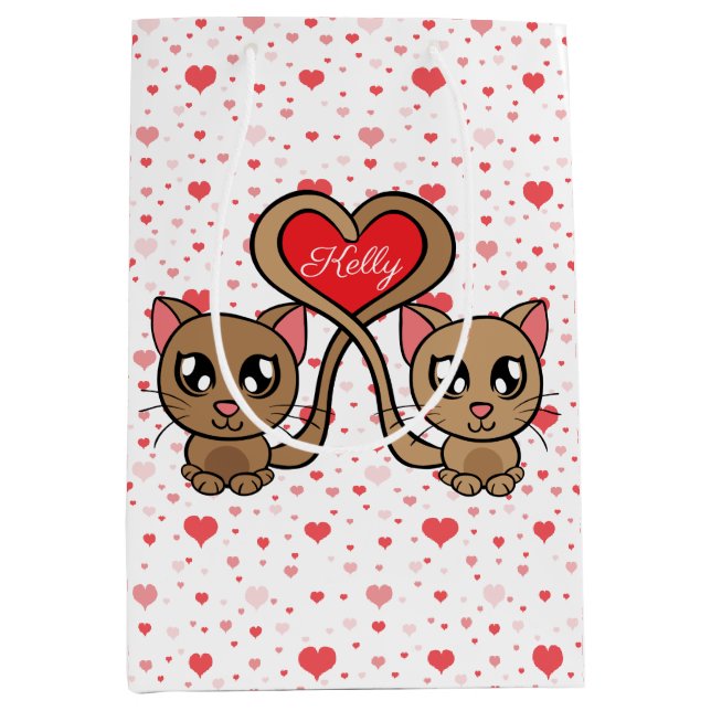 Mediana Bolsa de regalo de doble Kitty Love Medium (Anverso)