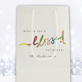 Mediana Bolsa de regalo de envoltorio de Navidad bendita