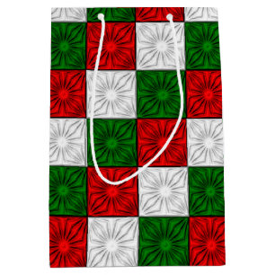 Mediana Bolsa de Regalo de Esquinas Alegres-Rojo, Blanco y