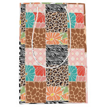 Bolsa de regalo de estampado animal y floral de pa