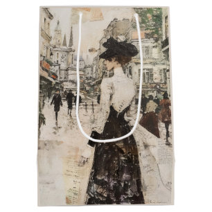 Mediana Bolsa de regalo de estilo artístico francés vintag