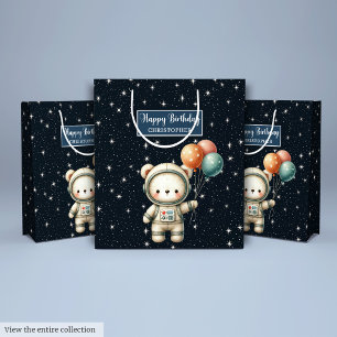 Mediana Bolsa de regalo de Fiesta de oso espacial para niñ