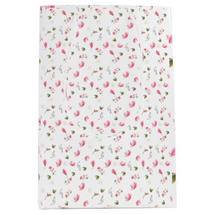 Mediana Bolsa de regalo de flor de magnolias rosa